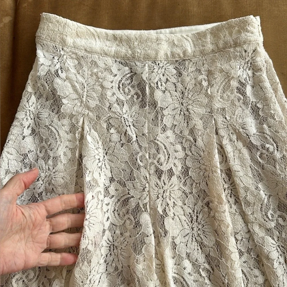 Zara top taffeta silk Puff sleeve mock neck Rib stretch fabric Cream Lunch Party